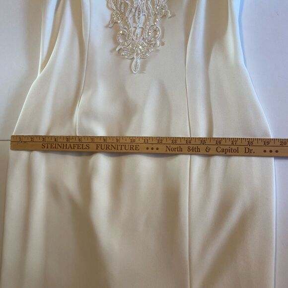 KAREN LAWRENCE BY MATTHEW 2-PIECE LAYERED Ivory embellished, DRESS & JACKET Sz10 - Picture 9 of 9